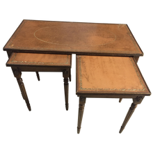 Load image into Gallery viewer, 19th C. French Leather Top Cocktail | Coffee Table with 2 Nested Side Tables -Set of 3 Pieces-Cocktail Table-Antique Warehouse