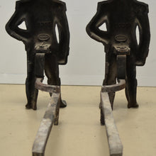 Load image into Gallery viewer, 19th Century American Napoleon Cast Iron Andirons or Firedogs by Howes-Decorative-Antique Warehouse