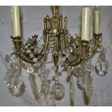 Load image into Gallery viewer, 19th Century French Antique Brass and Crystal Chandelier - 5 Light-Chandelier-Antique Warehouse