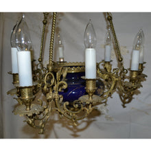 Load image into Gallery viewer, 19th Century French Bronze and Porcelain Chandelier - 9-Lights-Chandelier-Antique Warehouse