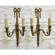 Load image into Gallery viewer, 19th Century French Louis XVI Brass Ribbon Sconces - a pair-Sconces-Antique Warehouse