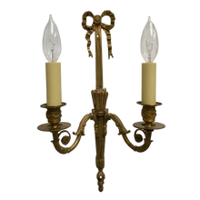 Load image into Gallery viewer, 19th Century French Louis XVI Brass Ribbon Sconces - a pair-Sconces-Antique Warehouse