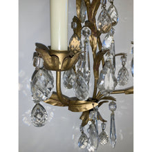Load image into Gallery viewer, Crystal and Painted Gold Leaf Candle Sconces - 2 arm - a pair-Sconces-Antique Warehouse