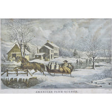 Load image into Gallery viewer, Currier & Ives Litho reprint of "Winter American Farm Scene #4"-Art-Antique Warehouse