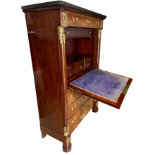 Load image into Gallery viewer, Empire Mahogany Secrétaire à abattant with Brass Mounts and Marble Top-Secretaire-Antique Warehouse