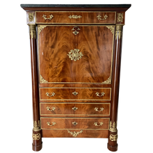 Load image into Gallery viewer, Empire Mahogany Secrétaire à abattant with Brass Mounts and Marble Top-Secretaire-Antique Warehouse