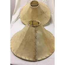 Load image into Gallery viewer, Large Natural Leather Lampshade with stitched seams - 24" W x 10.5" H - a Pair-Lampshade-Antique Warehouse