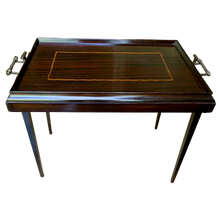 Load image into Gallery viewer, Mid Century Folding Mahogany Inlaid Butlers Side Tray Table-Table-Antique Warehouse