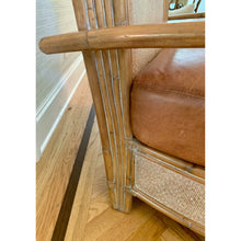 Load image into Gallery viewer, Vintage Bamboo Rattan & Leather Lounge Arm Chair-Chairs-Antique Warehouse