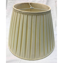 Load image into Gallery viewer, Vintage English Box Pleated Silk Empire Lampshade - Cream- 16"W x 11.5"H-Lampshade-Antique Warehouse