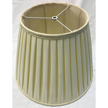 Load image into Gallery viewer, Vintage English Box Pleated Silk Empire Lampshade - Cream- 16"W x 11.5"H-Lampshade-Antique Warehouse
