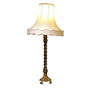 1920's Tall Brass Barley Twist Candlestick Table Lamp-Lamp-Antique Warehouse