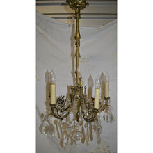 Load image into Gallery viewer, 19th Century French Antique Brass and Crystal Chandelier - 5 Light-Chandelier-Antique Warehouse