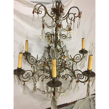 Load image into Gallery viewer, 19th Century French Brass Chandelier with Amber Crystals - 6 Light-Chandelier-Antique Warehouse