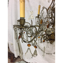 Load image into Gallery viewer, 19th Century French Brass Chandelier with Amber Crystals - 6 Light-Chandelier-Antique Warehouse