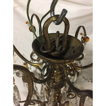 Load image into Gallery viewer, 19th Century French Brass Chandelier with Amber Crystals - 6 Light-Chandelier-Antique Warehouse