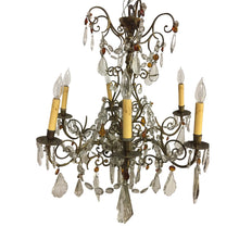 Load image into Gallery viewer, 19th Century French Brass Chandelier with Amber Crystals - 6 Light-Chandelier-Antique Warehouse