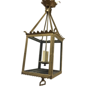 19th Century French Brass Square Hanging Lantern-Lantern-Antique Warehouse