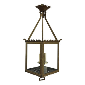 19th Century French Brass Square Hanging Lantern-Lantern-Antique Warehouse