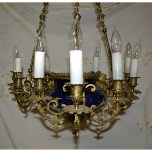 19th Century French Bronze and Porcelain Chandelier - 9-Lights-Chandelier-Antique Warehouse