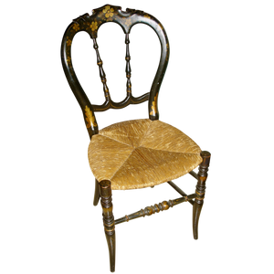 19th Century French Country Quebec Painted Chairs with Rush Seats -Set of 6 (2 arm, 4 side)-Chairs-Antique Warehouse