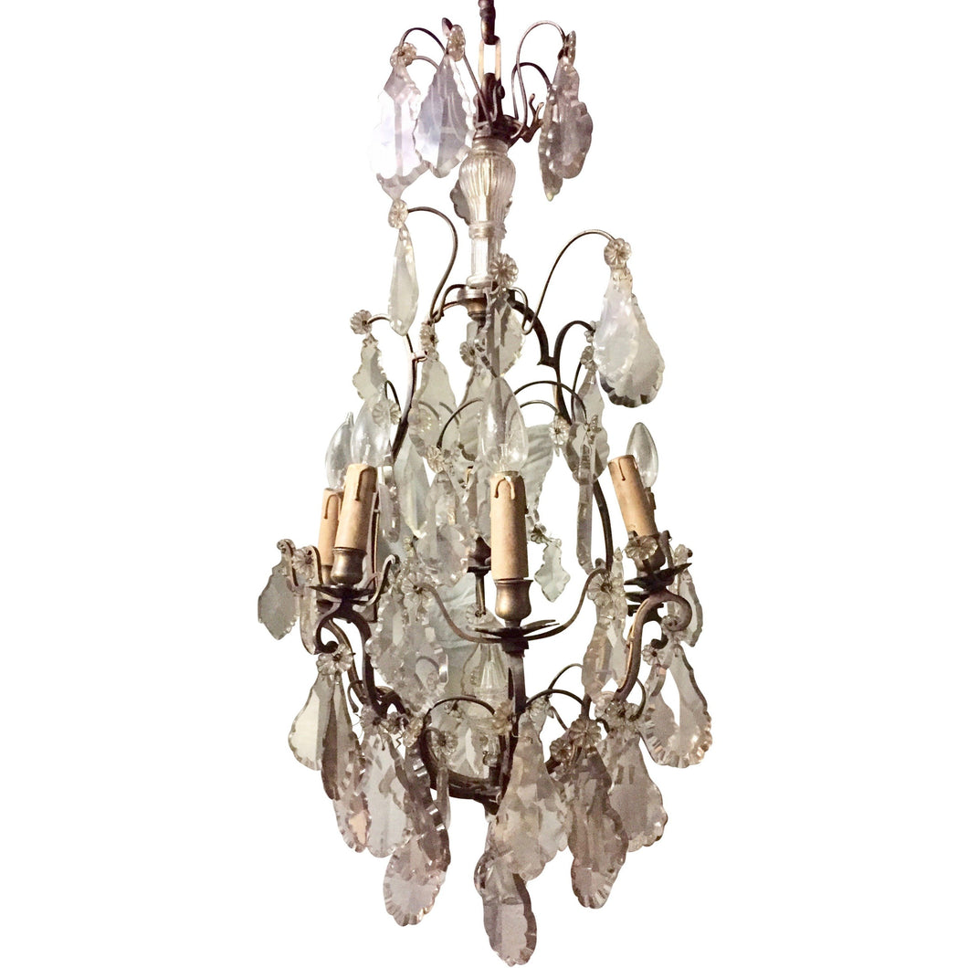 19th Century French Crystal Chandelier - 6 Light-Chandelier-Antique Warehouse