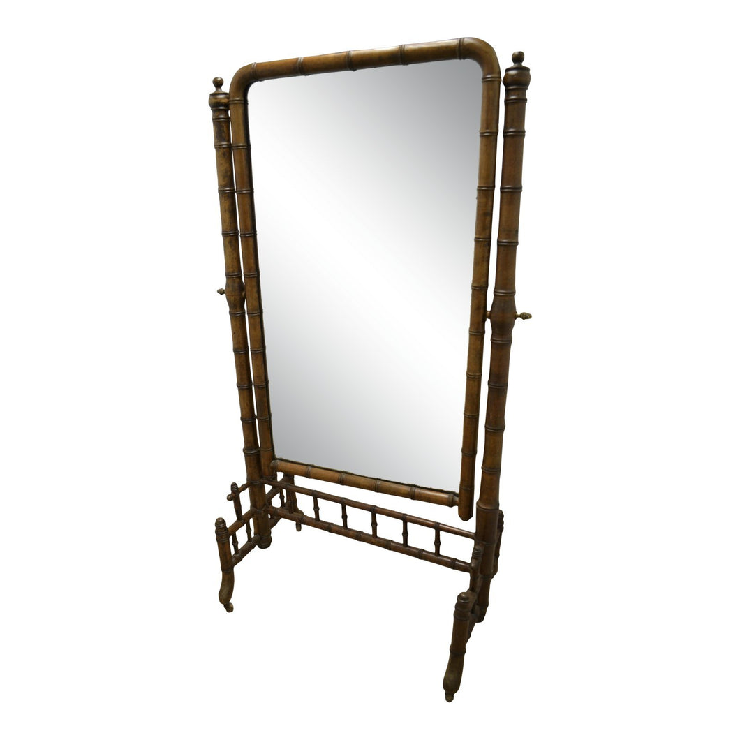 19th Century French Faux Bamboo Cheval Mirror-Mirror-Antique Warehouse