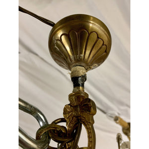 19th Century French Gilt Brass and Crystal Chandelier - 6 Lights-Chandelier-Antique Warehouse