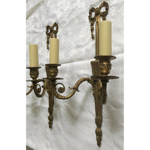 Load image into Gallery viewer, 19th Century French Louis XVI Brass Ribbon Sconces - a pair-Sconces-Antique Warehouse