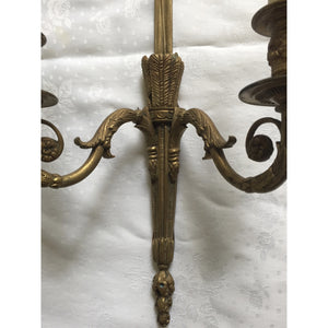 19th Century French Louis XVI Brass Ribbon Sconces - a pair-Sconces-Antique Warehouse