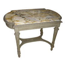 Load image into Gallery viewer, 19th Century French Louis XVI Painted Center Table Console w/ Veined Marble Top-Table-Antique Warehouse