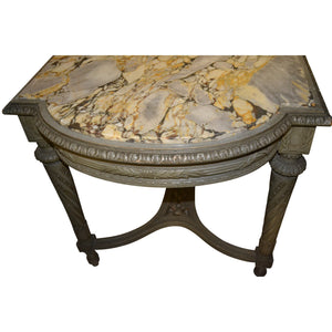 19th Century French Louis XVI Painted Center Table Console w/ Veined Marble Top-Table-Antique Warehouse