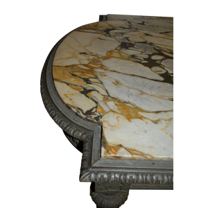 19th Century French Louis XVI Painted Center Table Console w/ Veined Marble Top-Table-Antique Warehouse