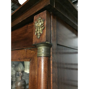 19th Century French Mahogany Empire Armoire / Cabinet with Brass Mounts and Glass Doors-Armoire-Antique Warehouse