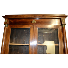 Load image into Gallery viewer, 19th Century French Mahogany Empire Armoire / Cabinet with Brass Mounts and Glass Doors-Armoire-Antique Warehouse