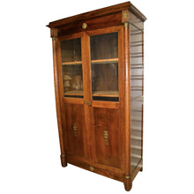 Load image into Gallery viewer, 19th Century French Mahogany Empire Armoire / Cabinet with Brass Mounts and Glass Doors-Armoire-Antique Warehouse