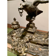 Load image into Gallery viewer, 19th Century French Marble Double Inkwell with Bronze Eagle Sculpture-Decorative-Antique Warehouse