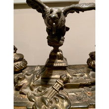 Load image into Gallery viewer, 19th Century French Marble Double Inkwell with Bronze Eagle Sculpture-Decorative-Antique Warehouse