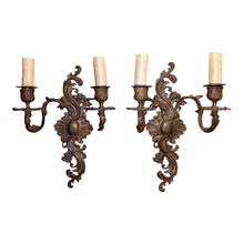 Load image into Gallery viewer, 19th Century French Rococo Cast Bronze 2 Arm Sconces - a pair-Sconces-Antique Warehouse