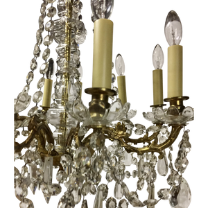 19th Century Napoleon III French Crystal and Bronze Doré 9-Light Chandelier-Chandelier-Antique Warehouse