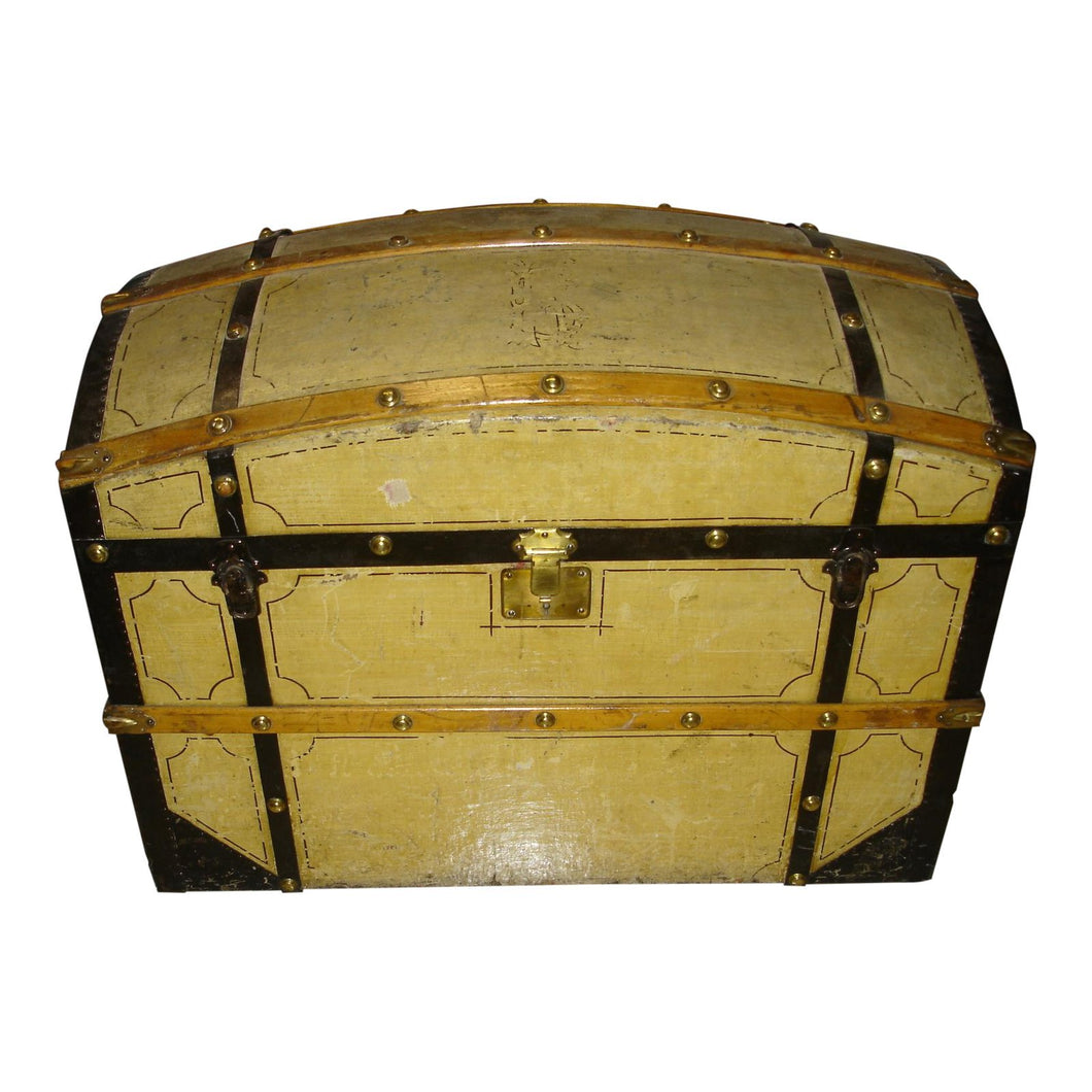 19th Century Painted Barrel Dome Top Blanket Trunk | Chest-Trunk-Antique Warehouse