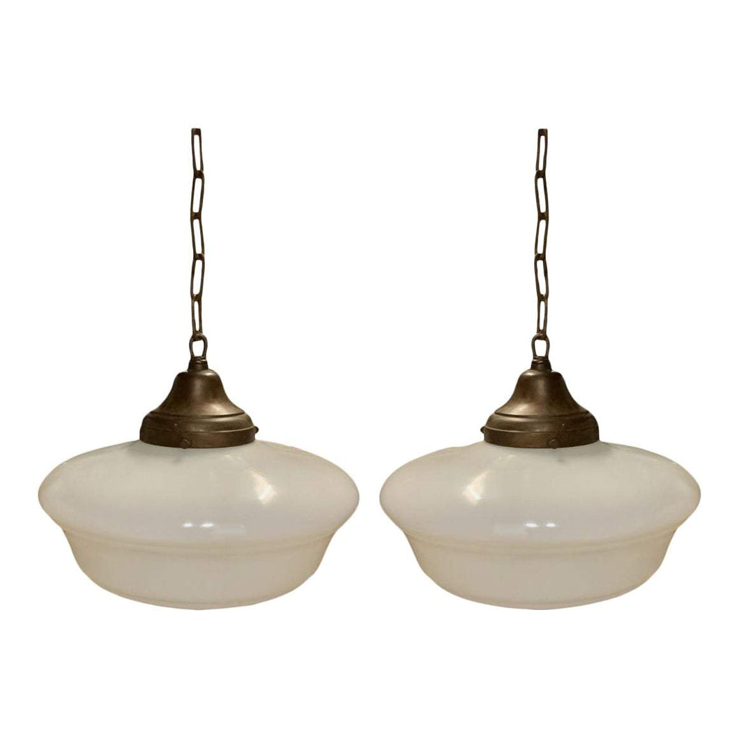 20th Century American School Globe Hanging Light - a Pair-Chandelier-Antique Warehouse