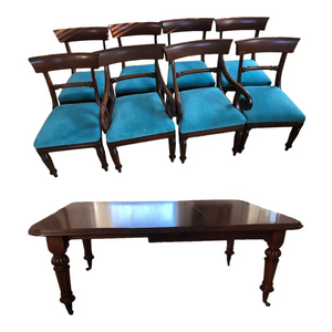 Mid 19th Century Antique Victorian Mahogany Dining Set with Table and 8 Chairs - Set of 9-Dining Table-Antique Warehouse