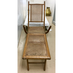 American Folding Caned Chaise | Deck Chair-Chaise-Antique Warehouse