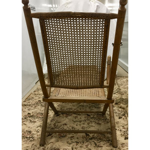 American Folding Caned Chaise | Deck Chair-Chaise-Antique Warehouse