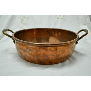 Antique Copper Pan with Brass Handles - 16" Diam.-Bowl-Antique Warehouse