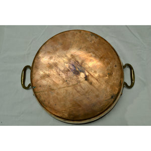 Antique Copper Pan with Brass Handles - 16" Diam.-Bowl-Antique Warehouse