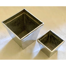 Load image into Gallery viewer, Vintage Square Polished Steel Large 6.25&quot; Planter-Pots &amp; Planters-Antique Warehouse