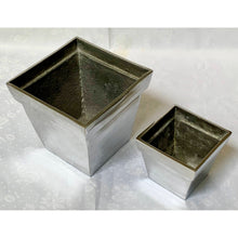 Load image into Gallery viewer, Vintage Square Polished Steel Large 6.25&quot; Planter-Pots &amp; Planters-Antique Warehouse