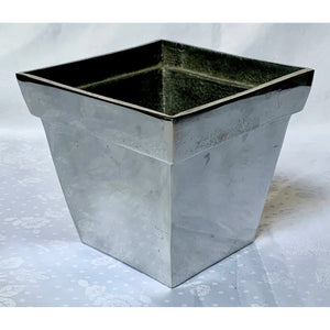 Vintage Square Polished Steel Small 4" Planter-Pots & Planters-Antique Warehouse